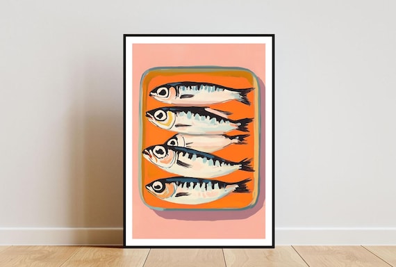 Sardines In A Tin Poster Sardines Wall Art Fish Poster Sardines Print Seafood Poster Sardines Poster Fish Print Tinned Sardines Print