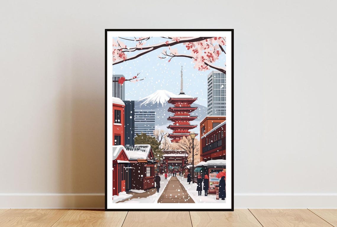 Tokyo Poster Japanese Print Japan Wall Art Travel Poster Tokyo Print Tokyo Japan Mount Fuji Wall Art Japan Poster Christmas Decor