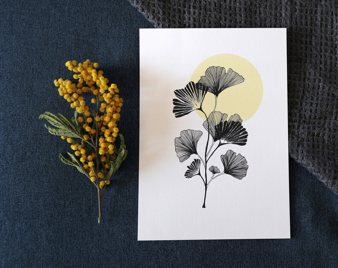 Ginkgo Watercolor Art Print, Botanical Poster