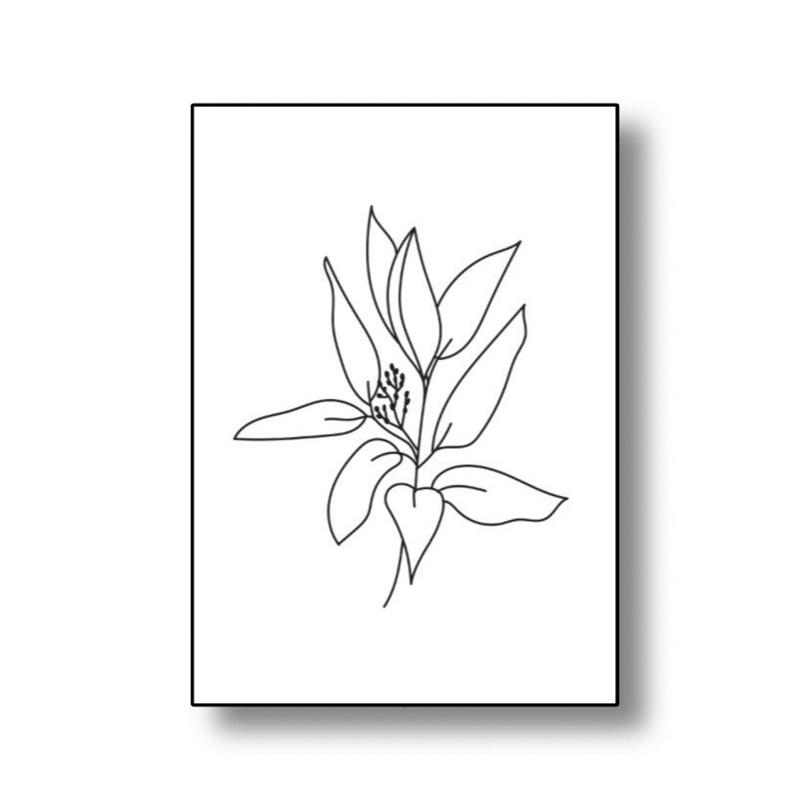 Minimalist Botanical Line Drawing Leaves Sketch Wall Decor Poster