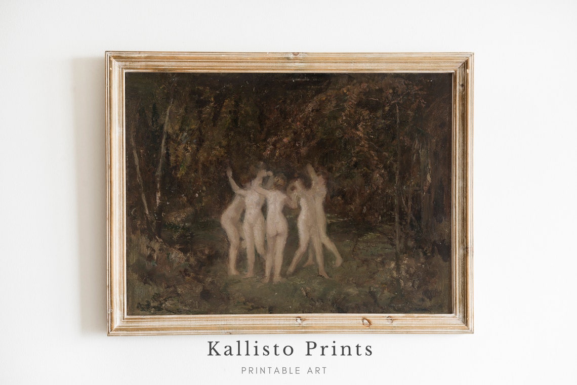 Vintage Forest Dance Art Print, Dark Academia Decor