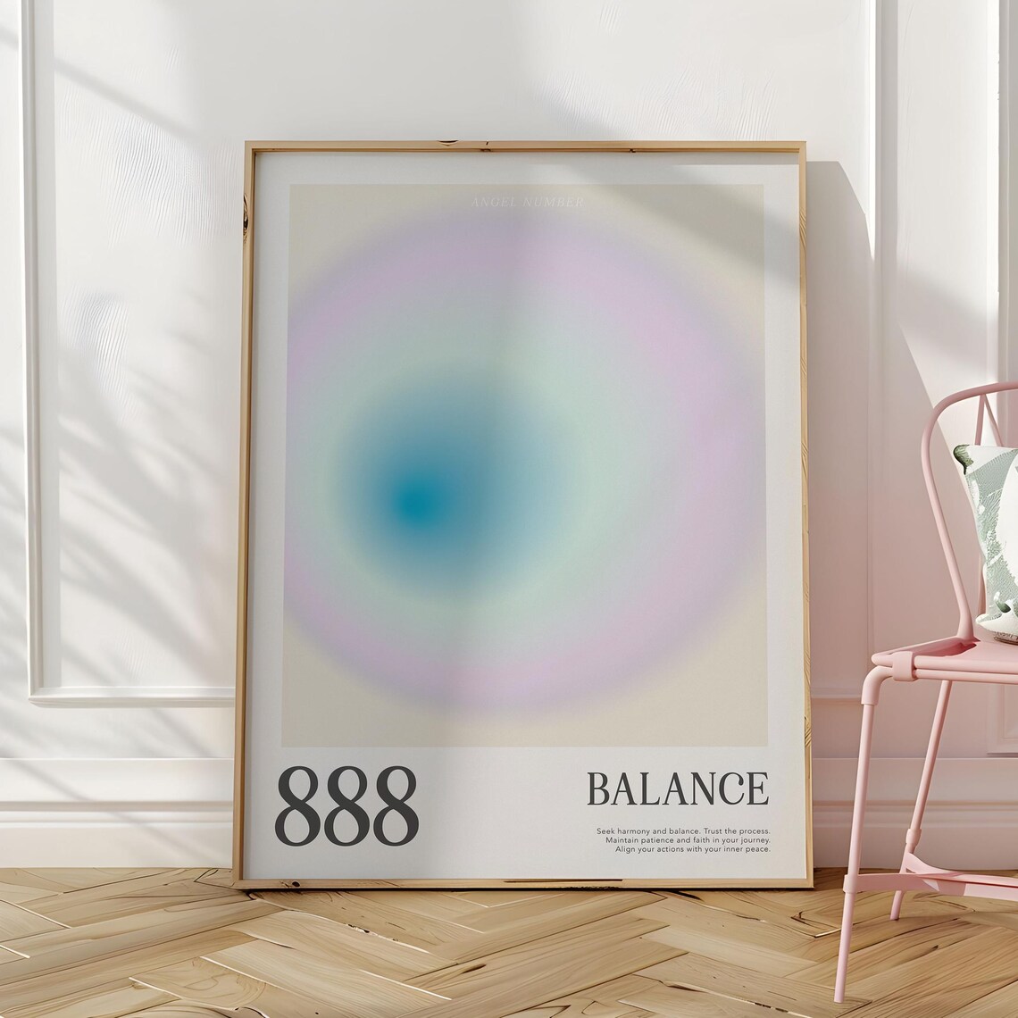 888 Angel Number Balance Pastel Aura Gradient Spiritual Poster Art