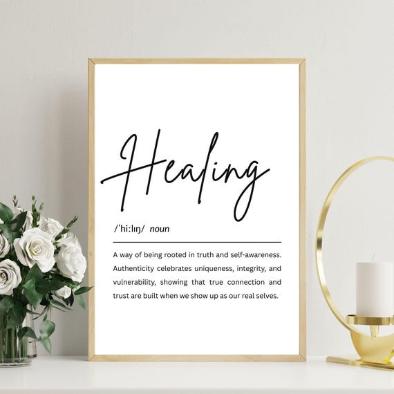Healing Definition Print Uplifting Typography Art For Yoga Therapy