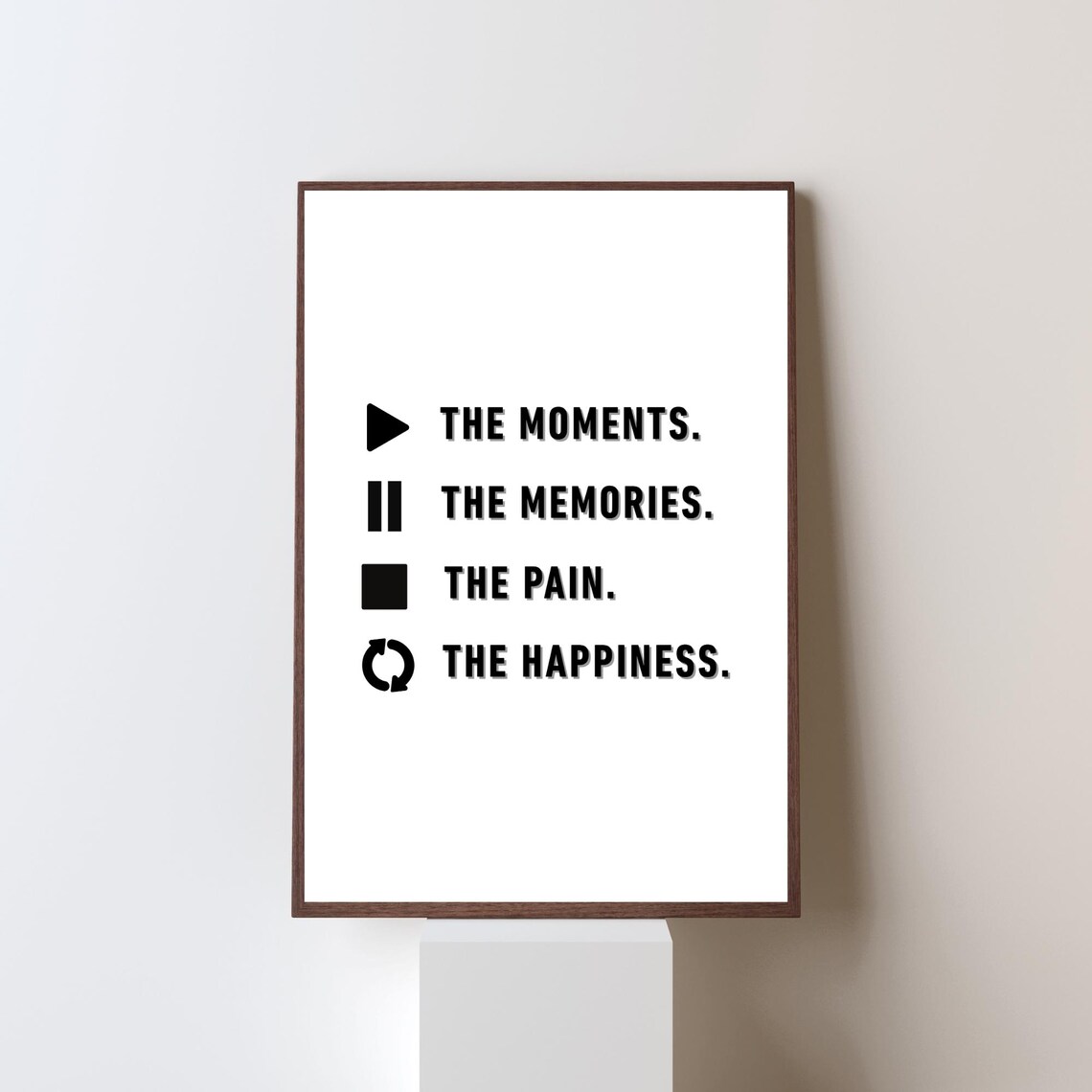 Moments Memories Pain Happiness Minimalist Typography Quote Poster