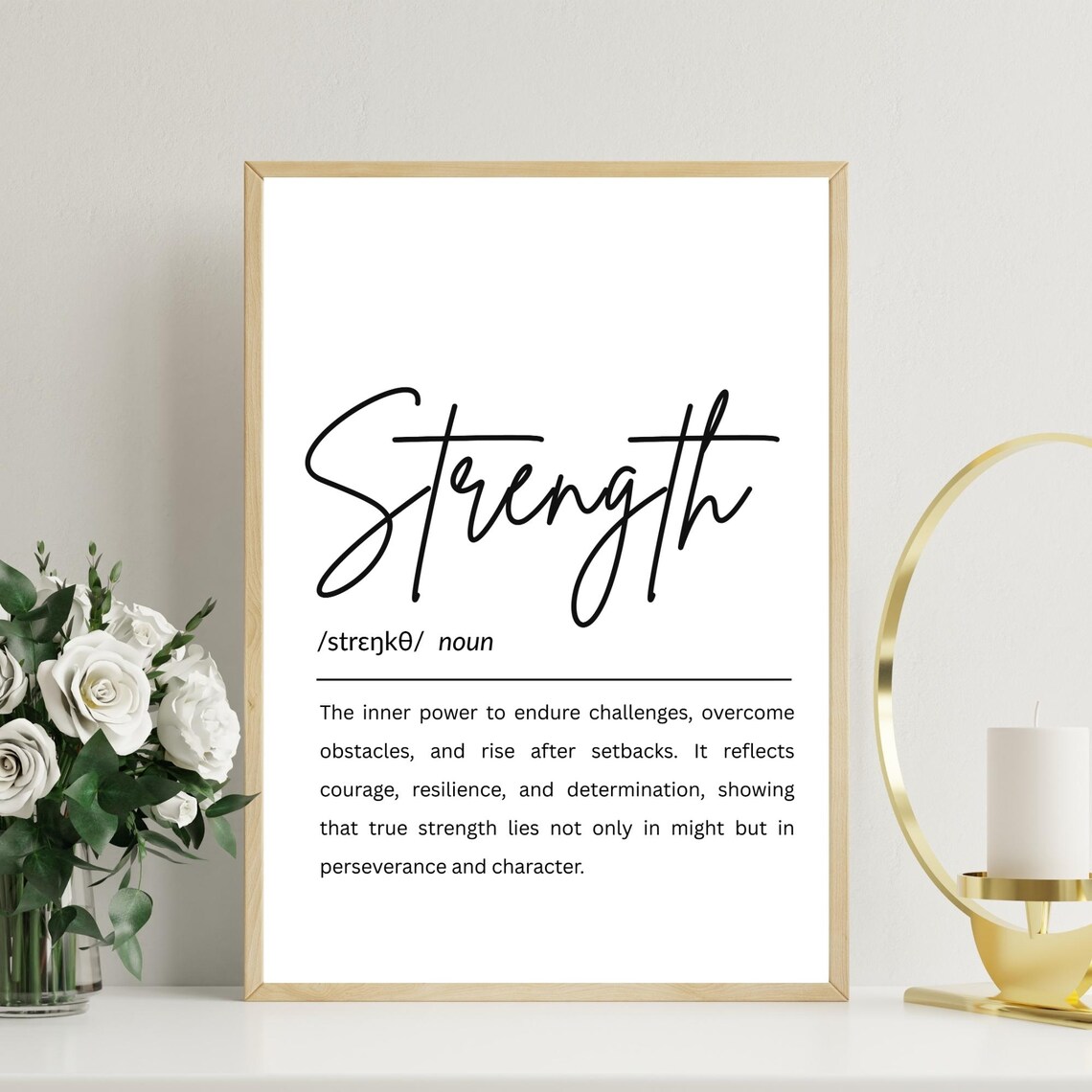 Strength Definition Print Motivational Typography Art