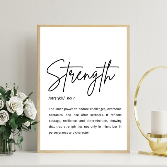 Strength Definition Print Motivational Typography Art