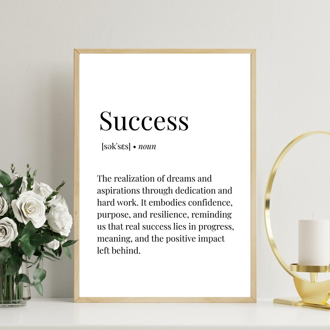 Success Definition Typography Print Motivational Office Decor Art