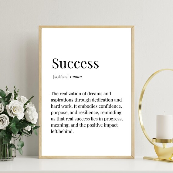 Success Definition Typography Print Motivational Office Decor Art