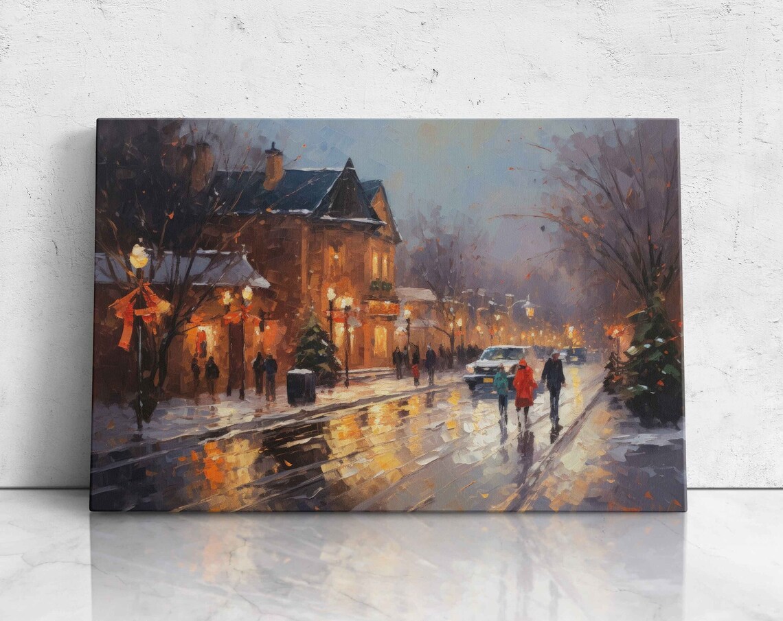Frankenmuth Christmas Main Street Oil Painting Art Print
