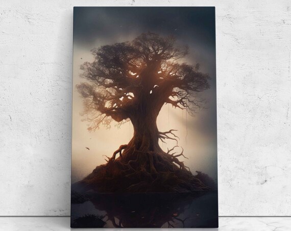 Tree Of Life Illustration On Ready To Hang Office Decor Bedroom Decor