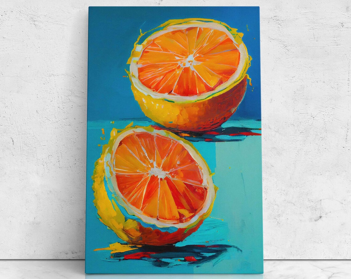 Sliced Orange Minimalist Oil Painting Art Print