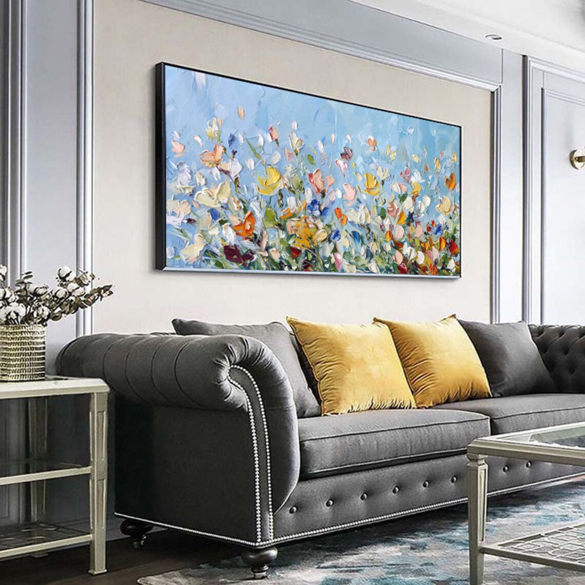 Colorful Wildflower Meadow On Sky Blue Floral Painting Art Poster - Image 2