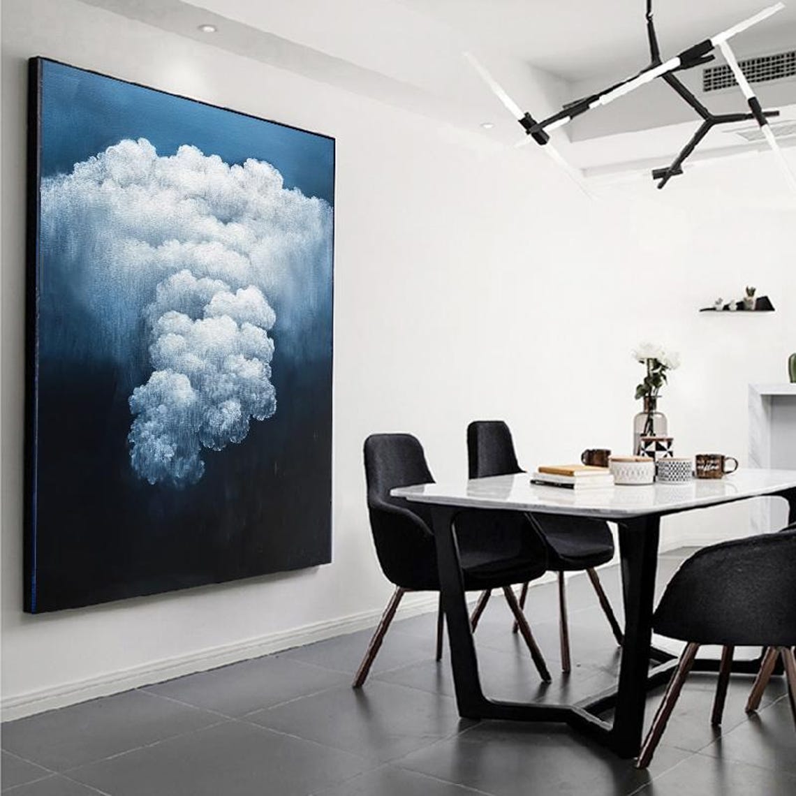 Towering White Cumulus Clouds Against Midnight Blue Sky Poster - Image 2