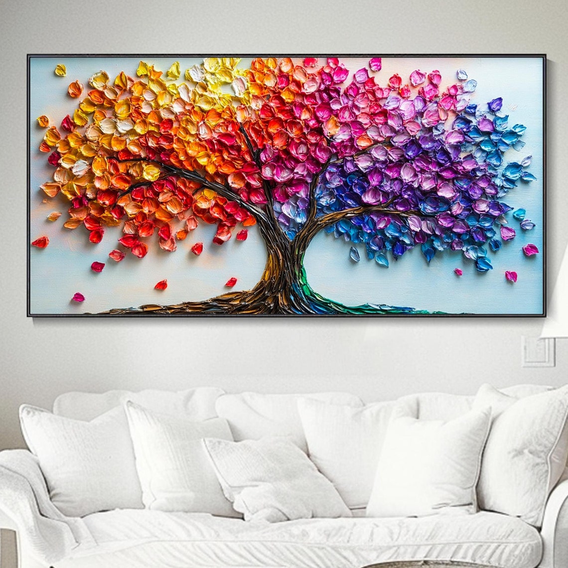 Colorful Gradient Petal Tree Palette Knife Modern Art Poster