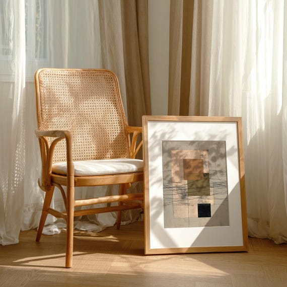Abstract Geometric Prints Set Neutral Gallery Wall Art
