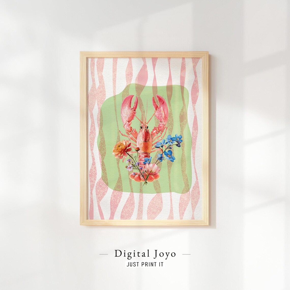 Floral Lobster Coastal Watercolor