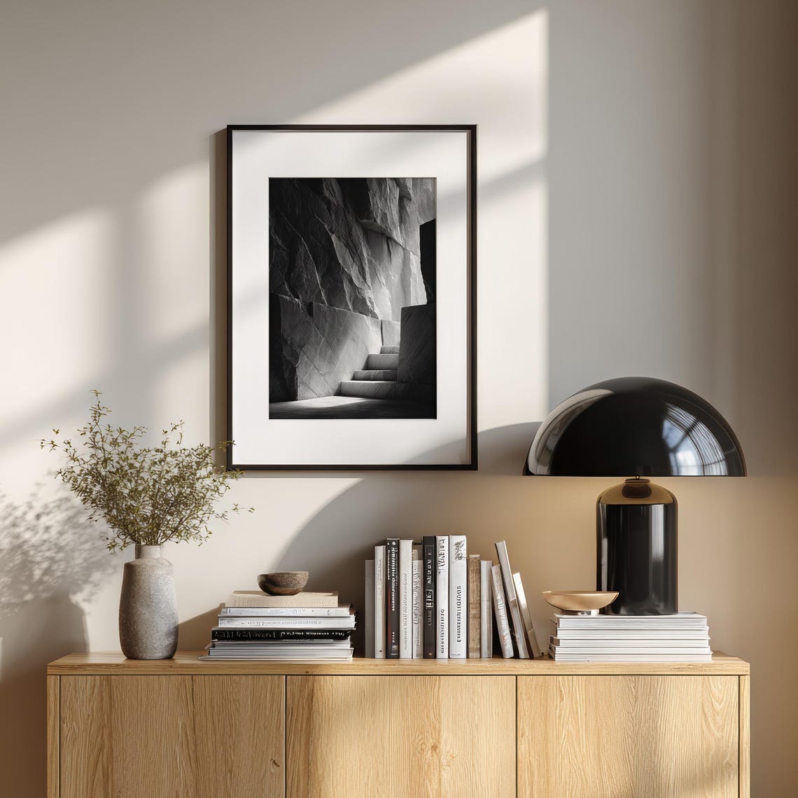 Abstract Stairway Black Modern Wall Print