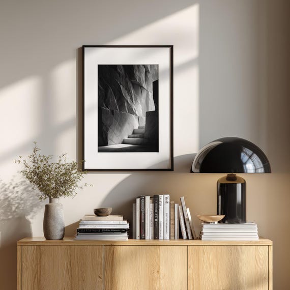 Abstract Stairway Black Modern Wall Print