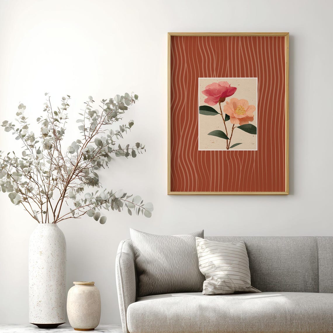 Pink Camellia Blossom Botanical Floral Vintage Style Art Poster