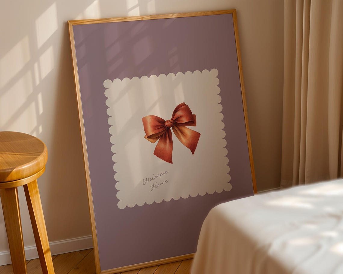 Burnt Orange Bow Welcome Home Dusty Mauve Cozy Room Decor Poster