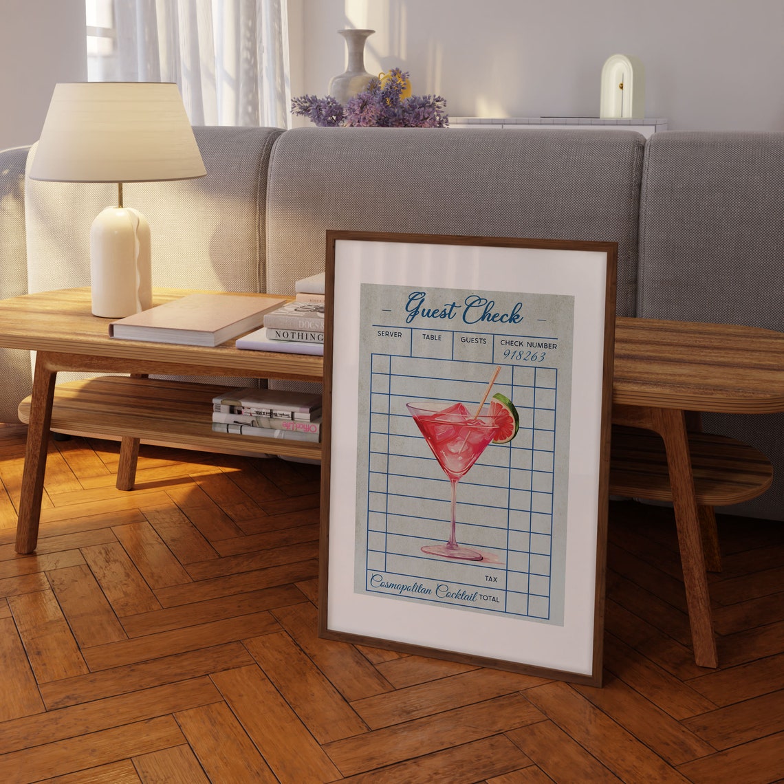 Cosmopolitan Cocktail Guest Check Retro Bar Cart Drink Art Poster