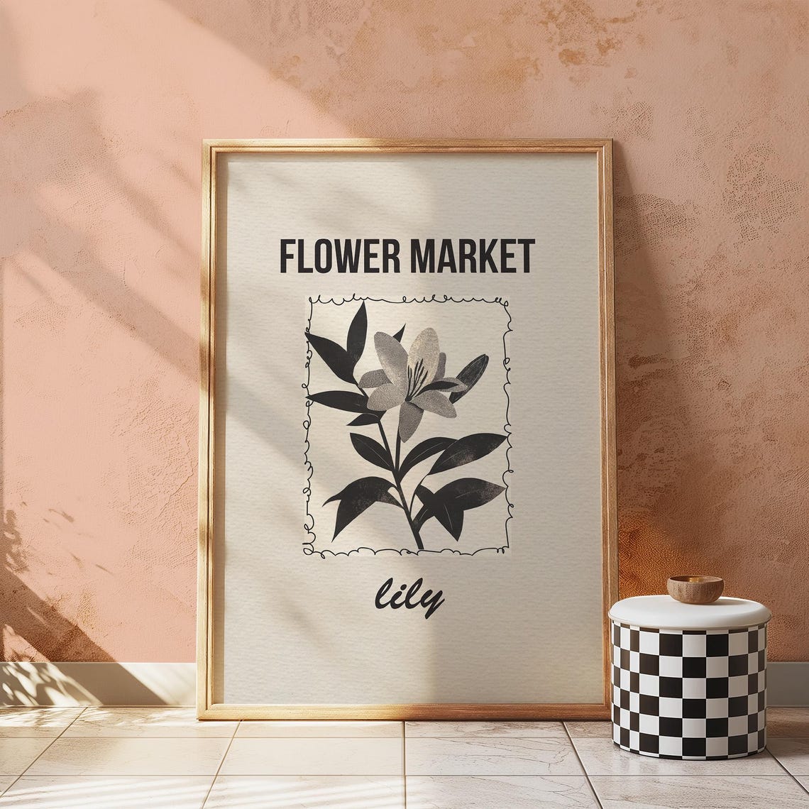 Neutral Lily Floral Print Modern Botanical Illustration