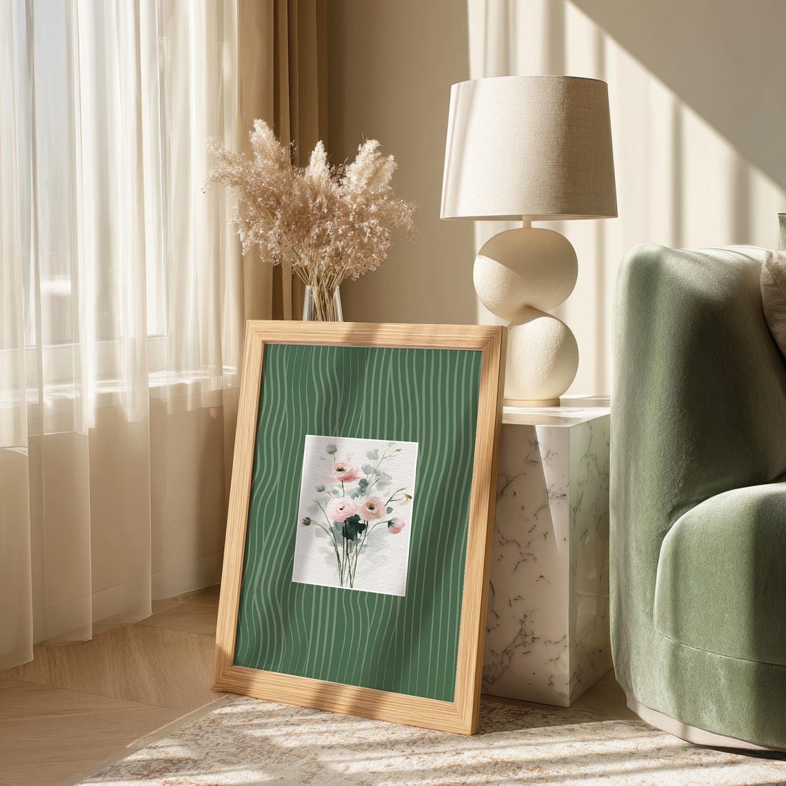 Soft Pink Ranunculus Watercolor Floral Botanical Style Poster
