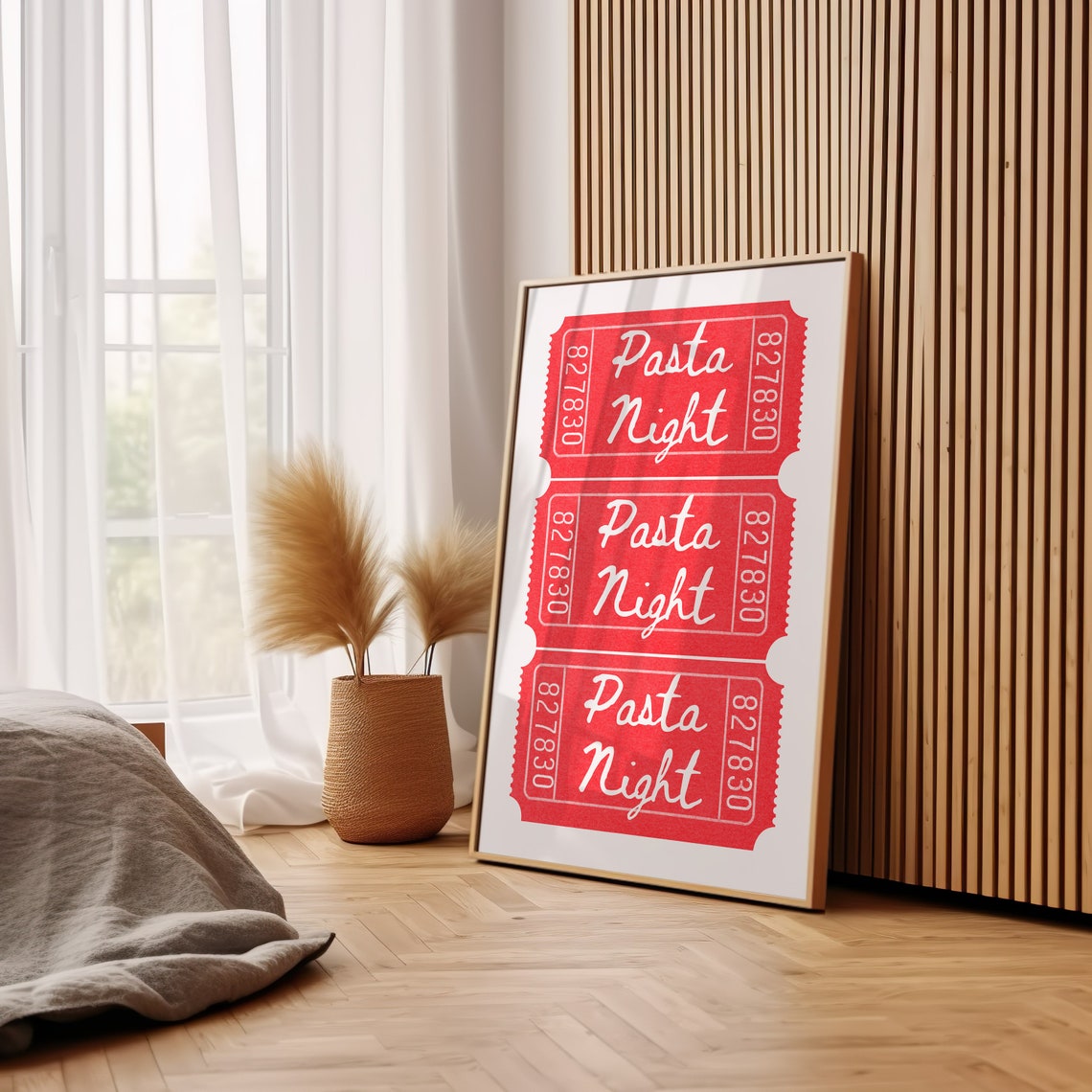 Pasta Night Red Raffle Ticket Stub Trio Number 827830 Kitchen Wall Art - Image 3