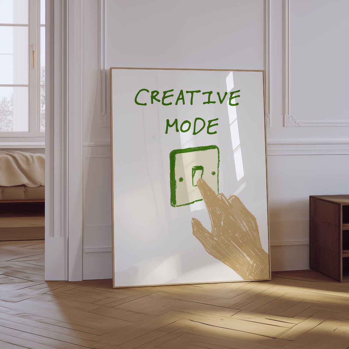 Creative Mode Green Hand Lettered Funny Artist Studio Quote Poster