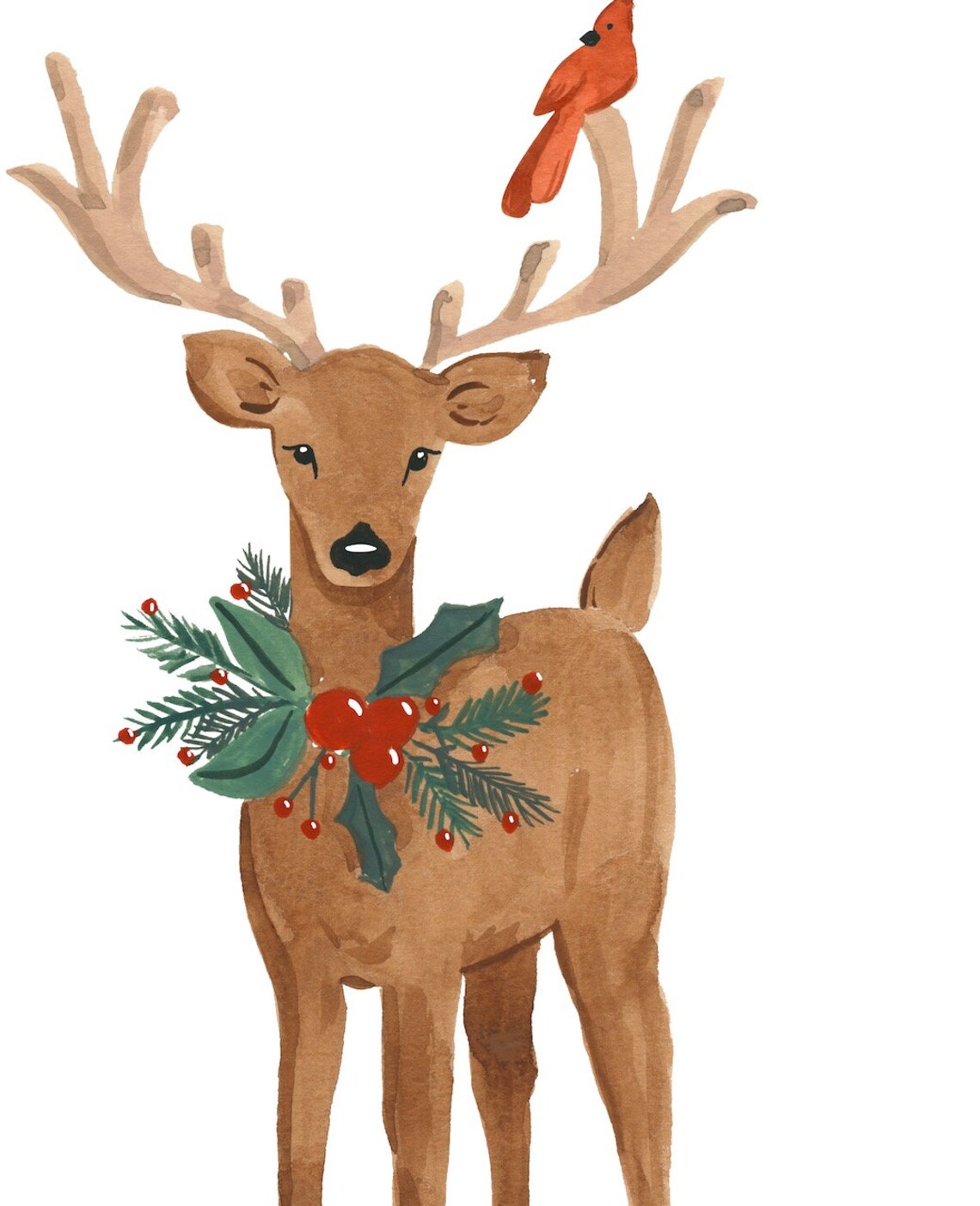 Watercolor Reindeer Christmas Art Print, Sabina Fenn - Image 2