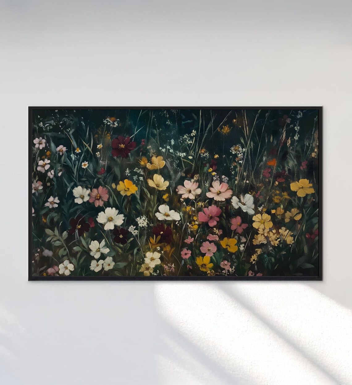 Moody Wildflower Garden Night Still Life Dark Botanical Art Poster - Image 3