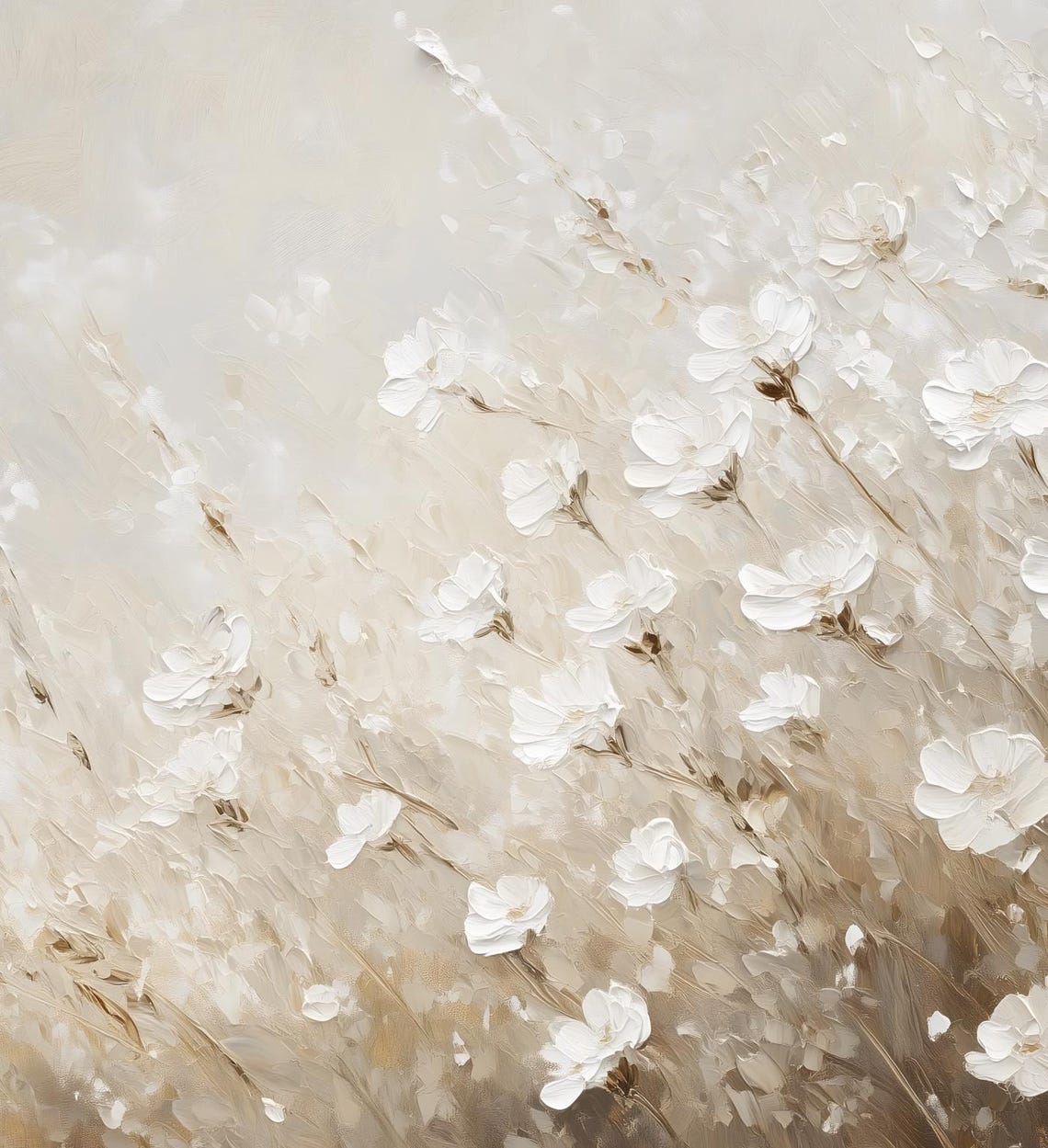 White Wildflowers Neutral Beige Soft Boho Farmhouse Floral Poster - Image 6