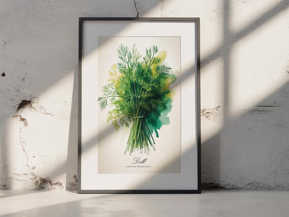 Dill Watercolor Print Botanical Kitchen Wall Art