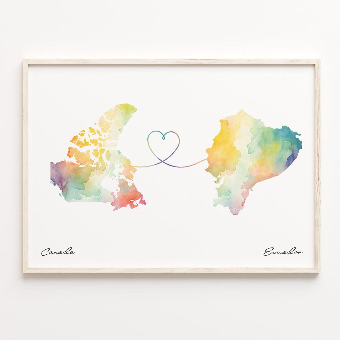 Canada to Ecuador Watercolor Map Travel Poster