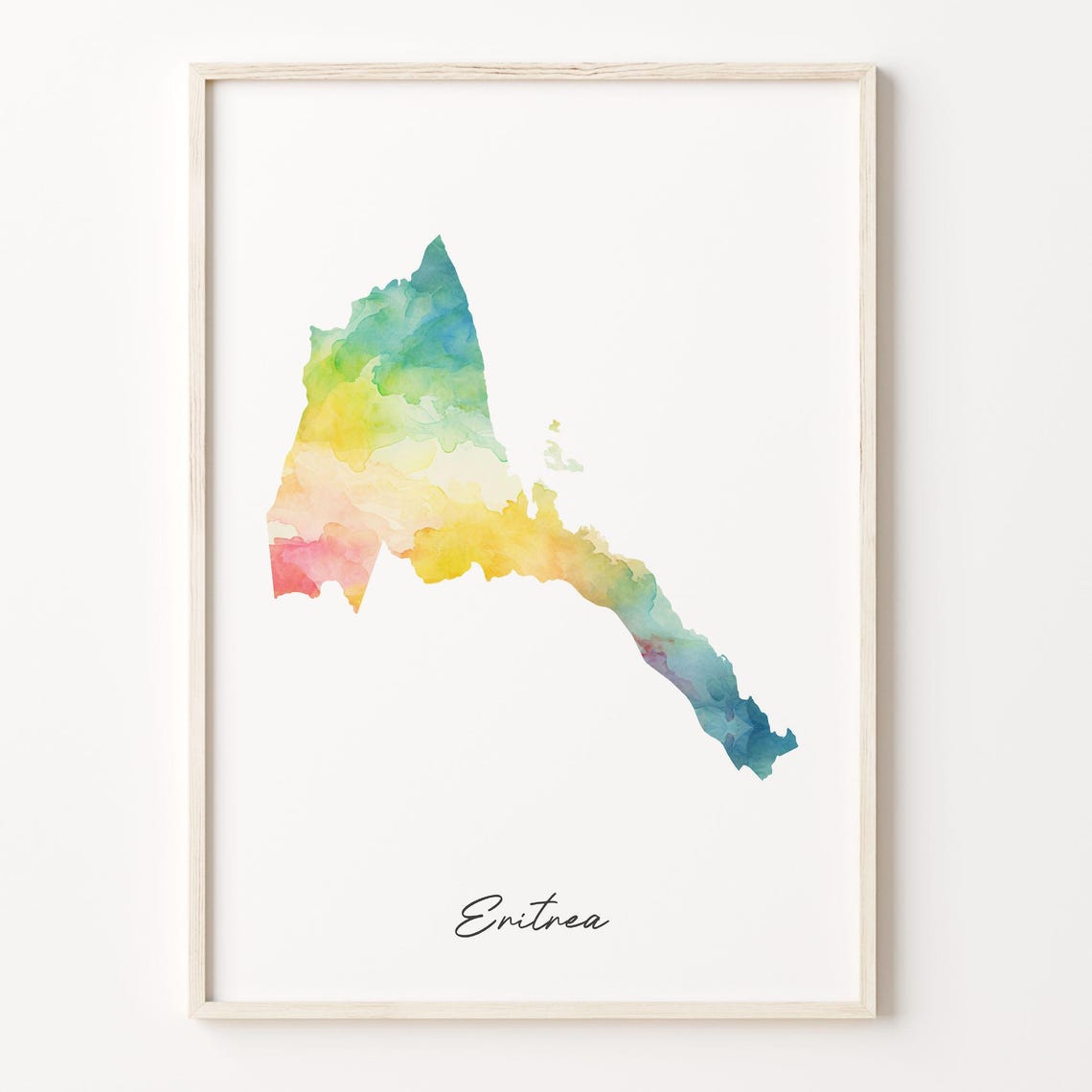 Eritrea Country Map Watercolor Splash Colorful Minimalist Wall Art