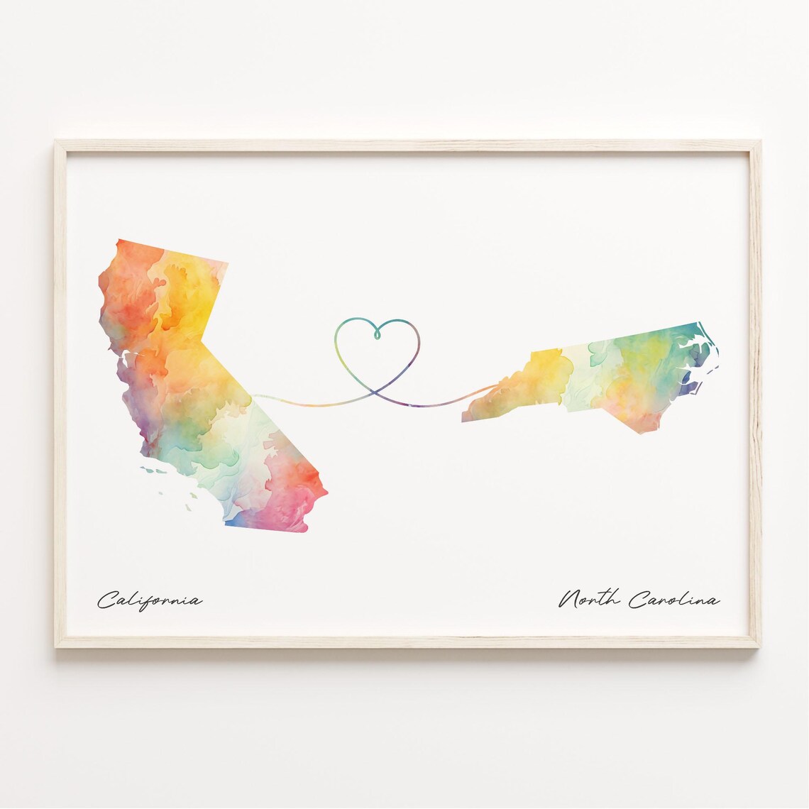 North Carolina Watercolor Map Travel Poster