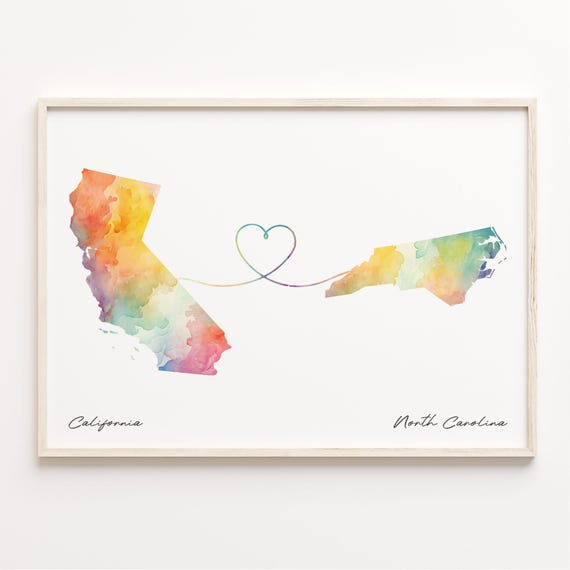 North Carolina Watercolor Map Travel Poster