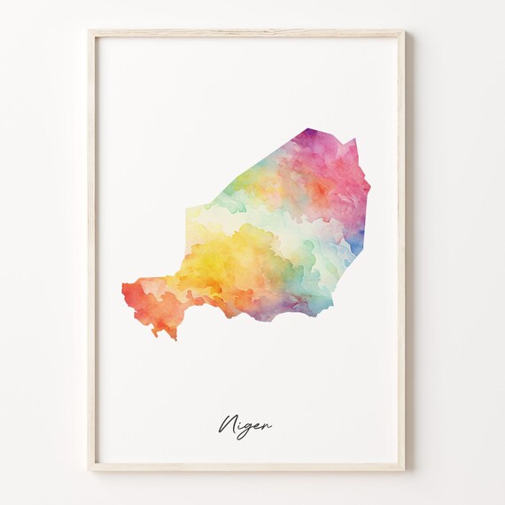 Stunning Niger West Africa Watercolor Country Map Minimalist Poster