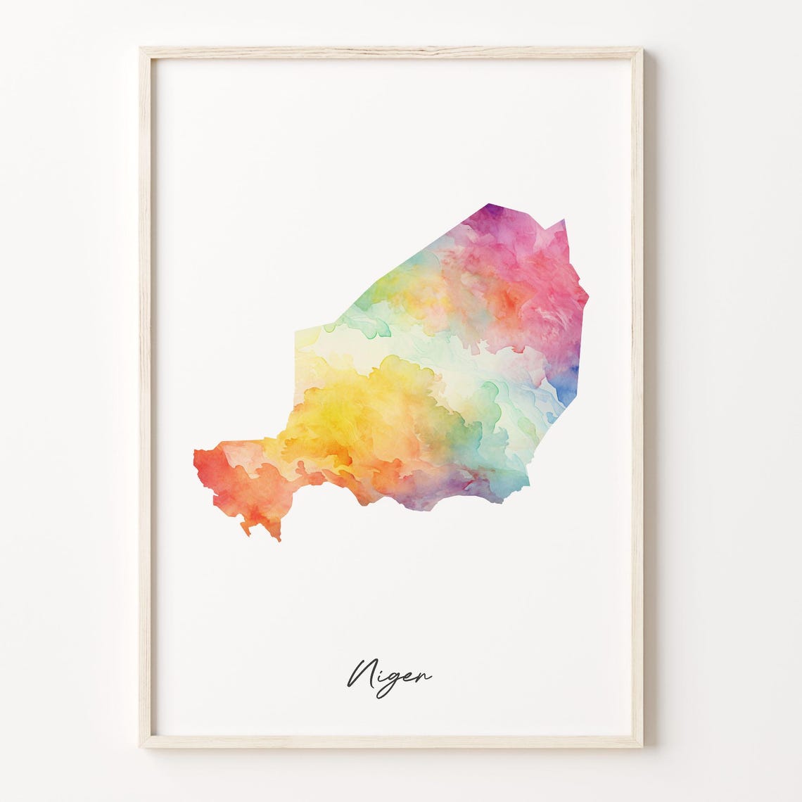 Stunning Niger West Africa Watercolor Country Map Minimalist Poster