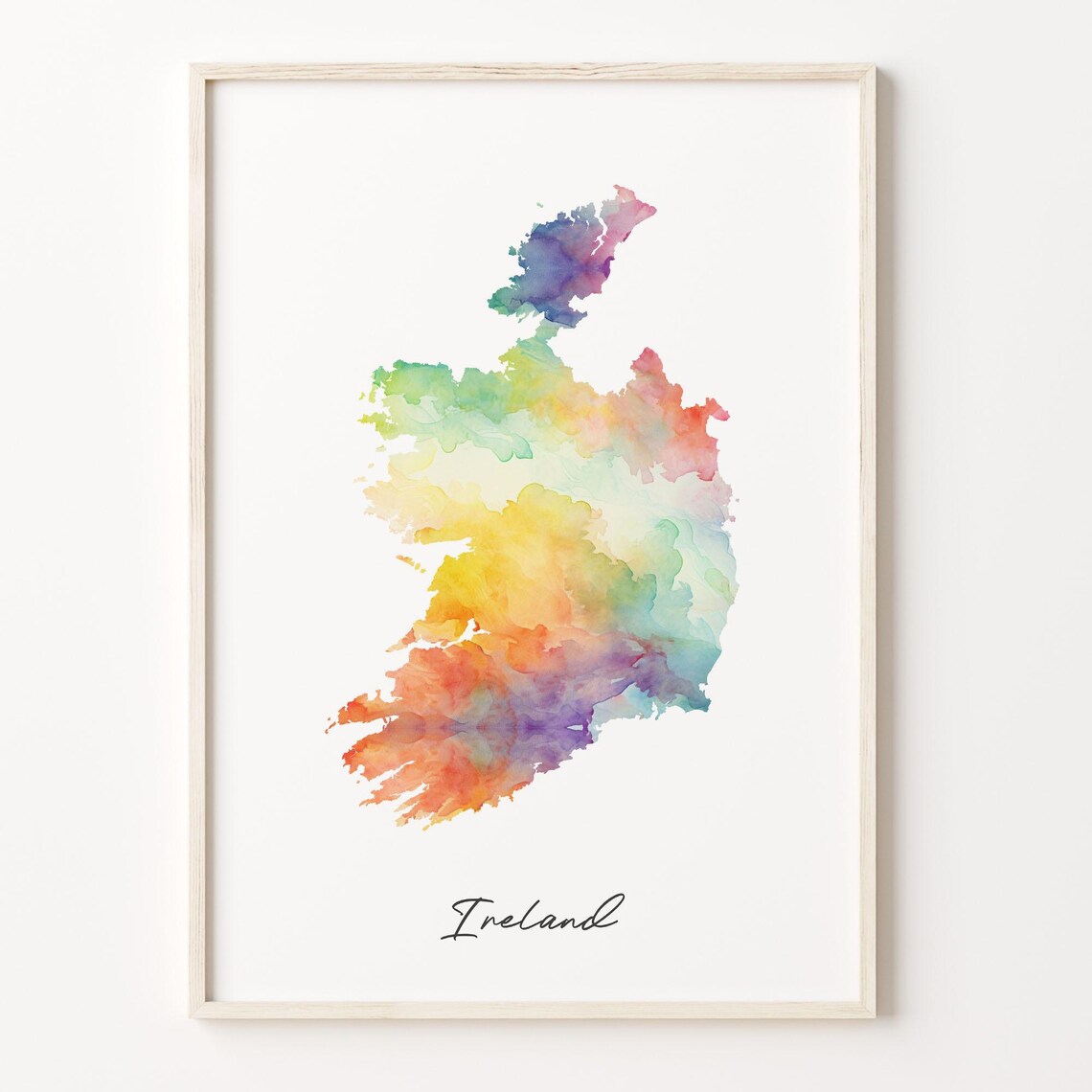 Ireland Watercolor Map Colorful Country Silhouette Art Poster