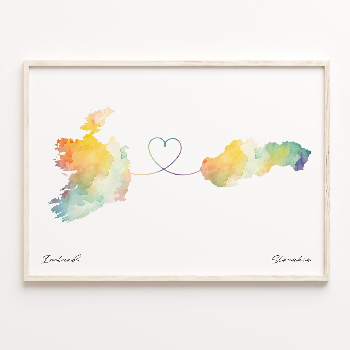 Ireland To Slovakia Watercolor Map Travel Poster