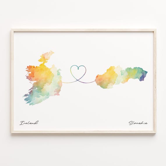 Ireland To Slovakia Watercolor Map Travel Poster