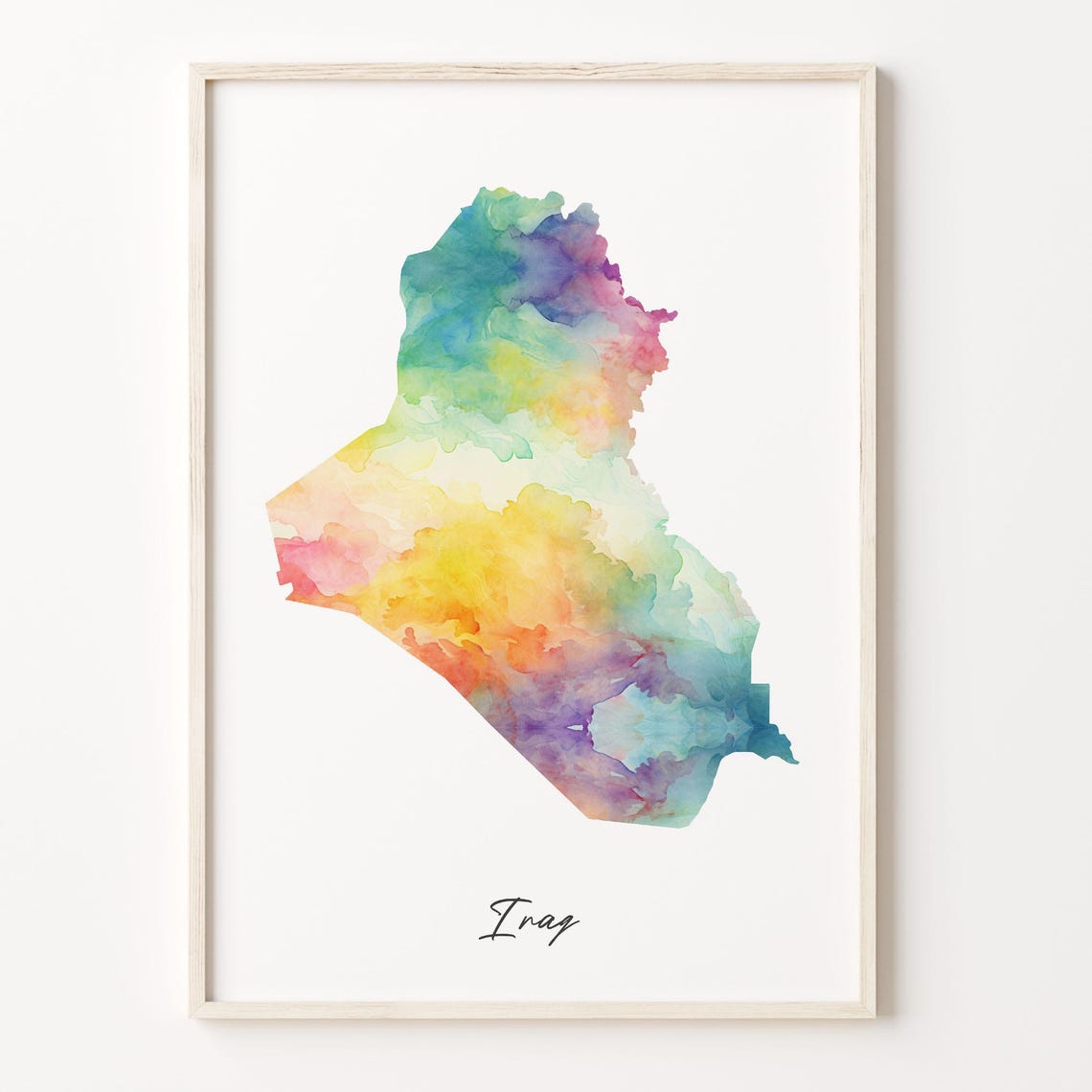 Iraq Watercolor Map Colorful Country Silhouette Artwork Poster