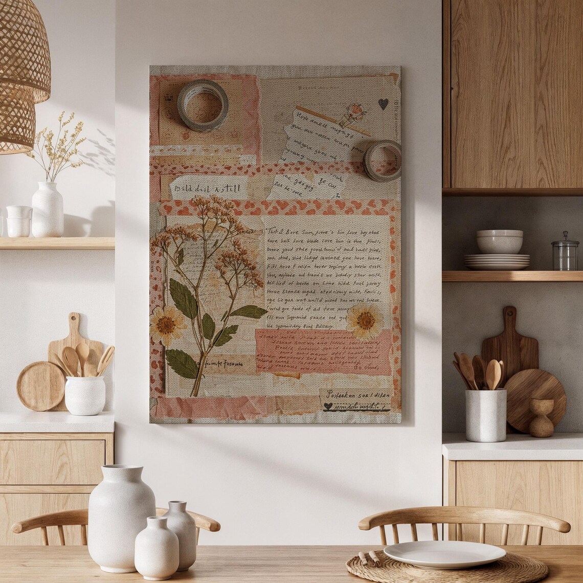 Vintage Floral Collage With Handwritten Letters And Sunflowers Poster