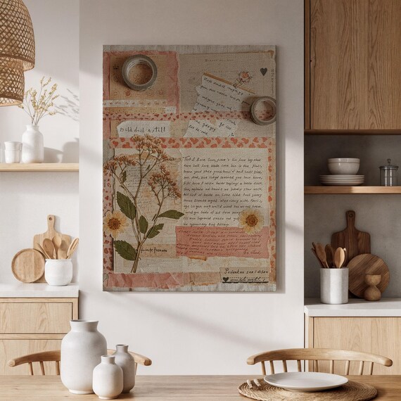 Vintage Floral Collage With Handwritten Letters And Sunflowers Poster