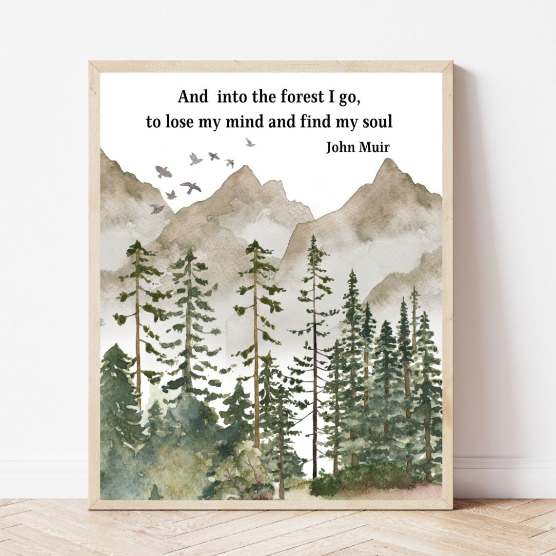 John Muir Watercolor Quote Art Print for Nature Lovers