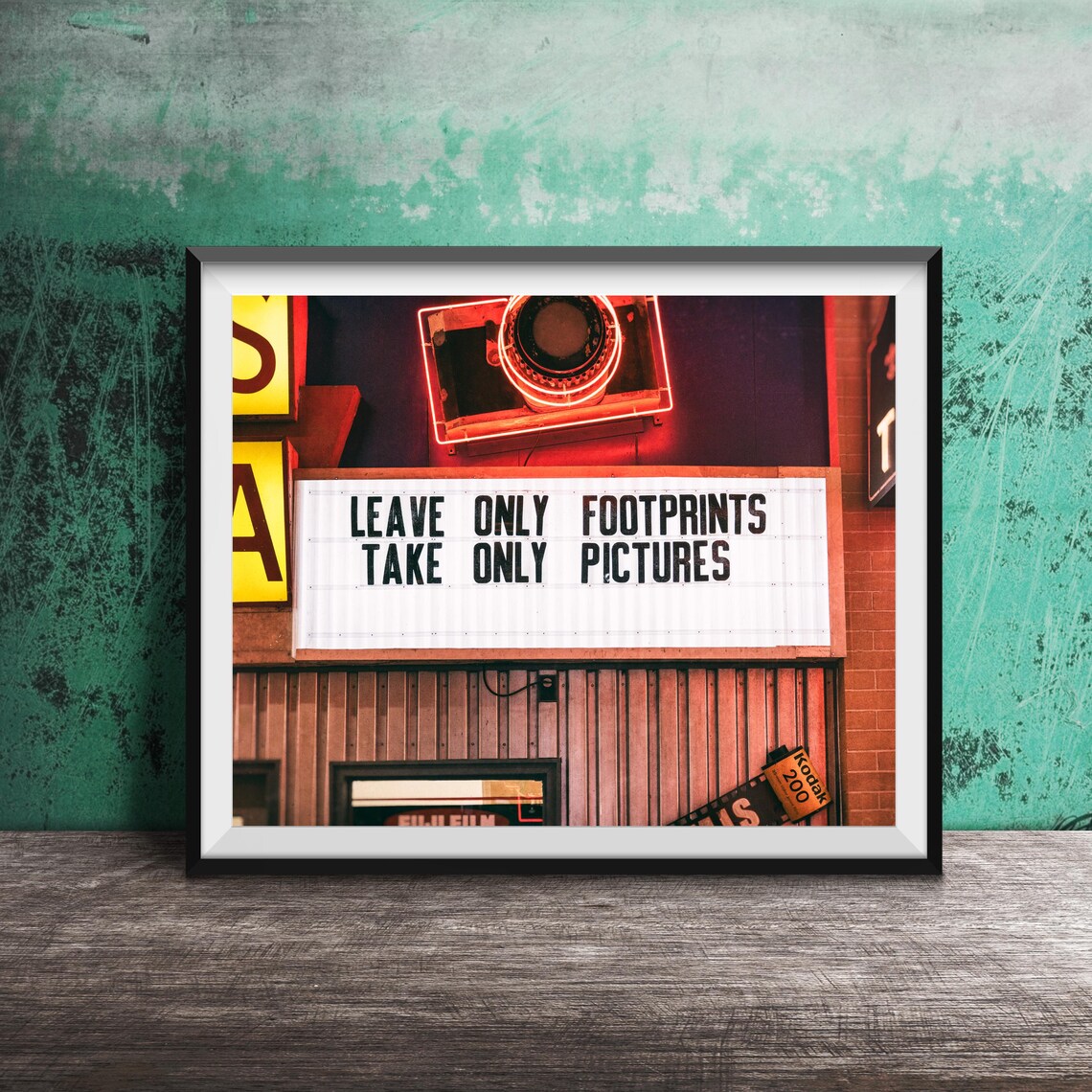 Take Only Pictures Photographer Marquee Camera Neon Sign Poster