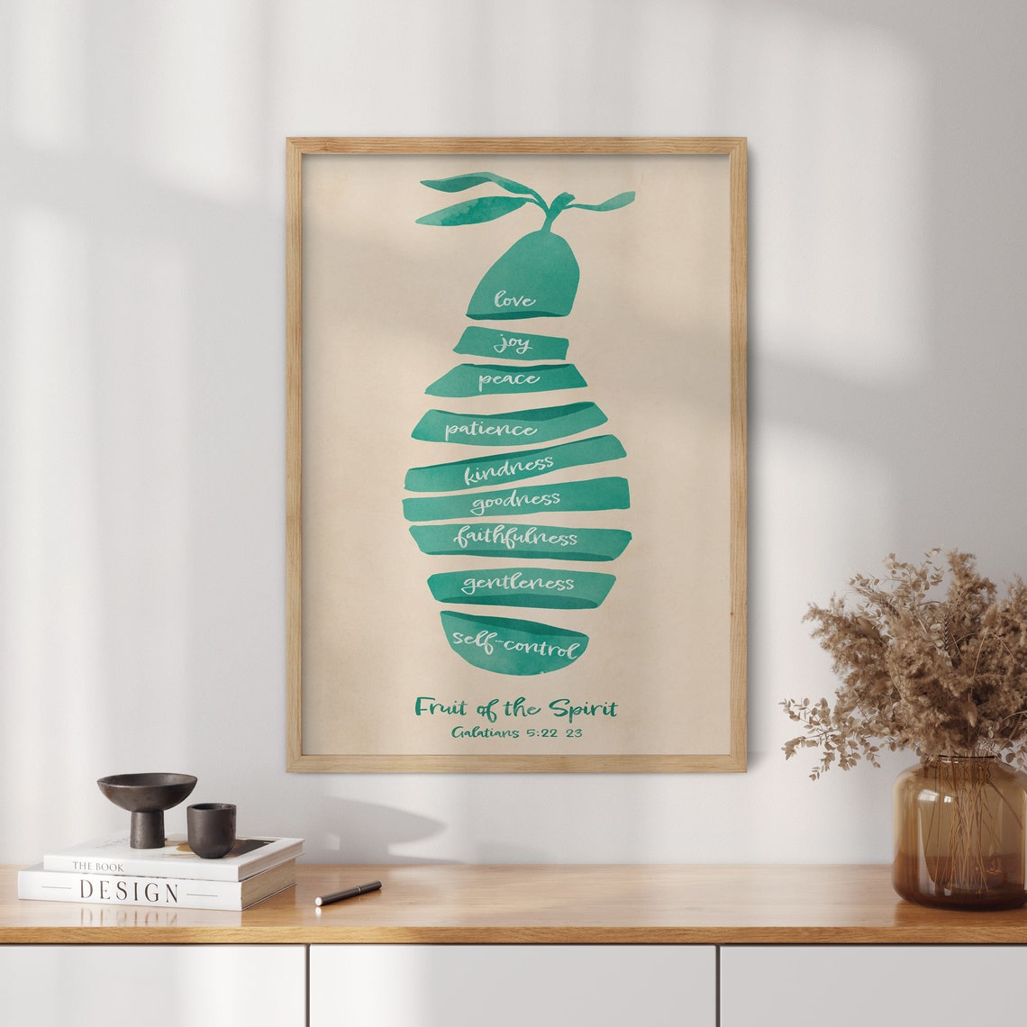 Fruit Of The Spirit Wall Art Fruits Of The Spirit Prints Bible Verse Print Green Galatians 5 22 Bible Art Scripture Art Christ - Image 4