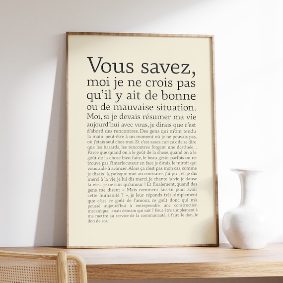 French Literary Quotation Cream Typography Elegant Parisian Poster