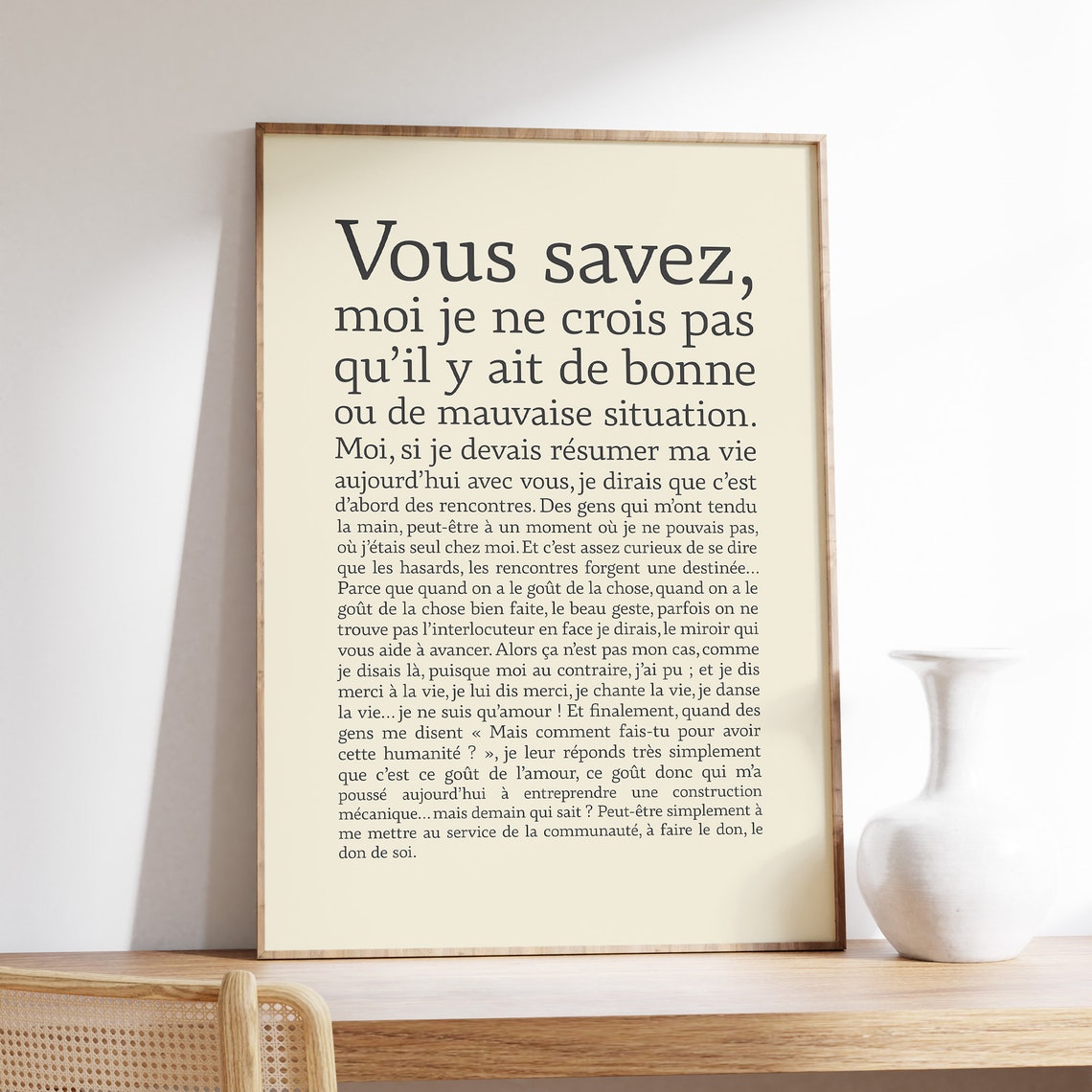 French Literary Quotation Cream Typography Elegant Parisian Poster